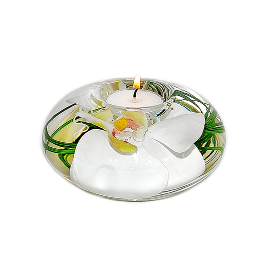 White Phalaenopsis Orchid T-Light Candle Holder