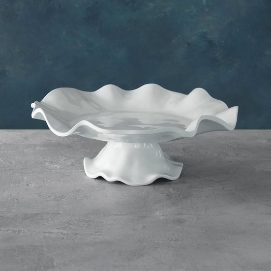 Luxury Melamine Havana Pedestal Cake Plate (White)