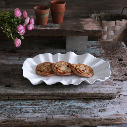 Luxury Melamine Bloom Oval Platter (White)