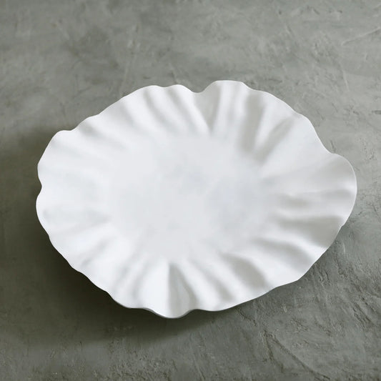 Luxury Melamine Bloom Large Round Platter (White)