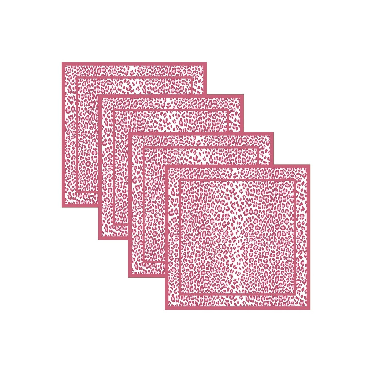 LINENS Leopard Napkins 20 x 20 Set of 4 (Pink and White)