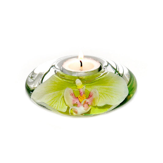 Green Phalaenopsis Orchid T-Light Candle Holder