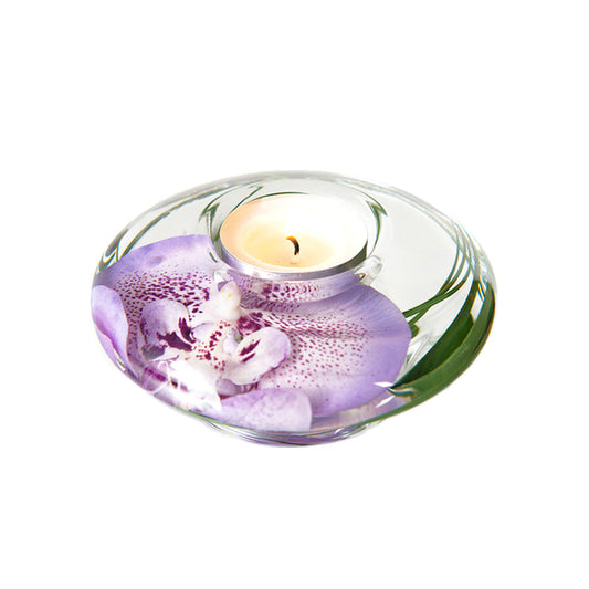 Lavender Spotted Phalaenopsis Orchid T-Light Candle Holder