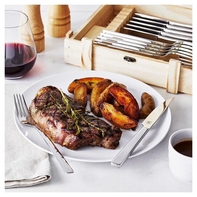 12-pc, 18/10 Stainless Steel Steak Dinner Stainless Steel Steak Knife Set In Wood Presentation Box