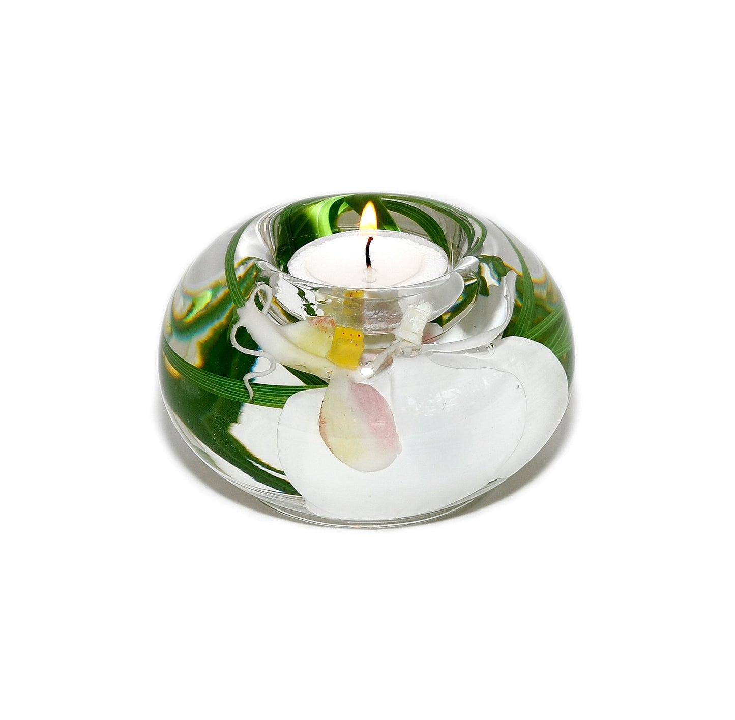White Phalaenopsis Orchid T-Light Candle Holder