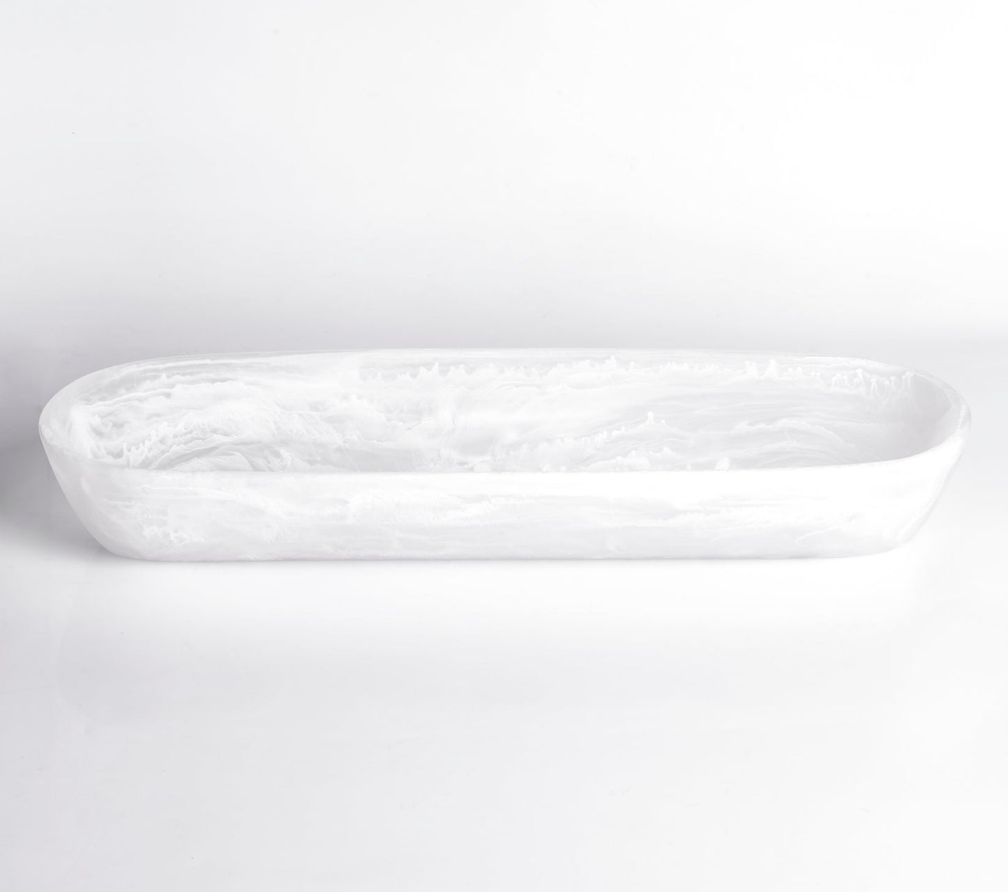 Classical Boat Bowl L White Swirl