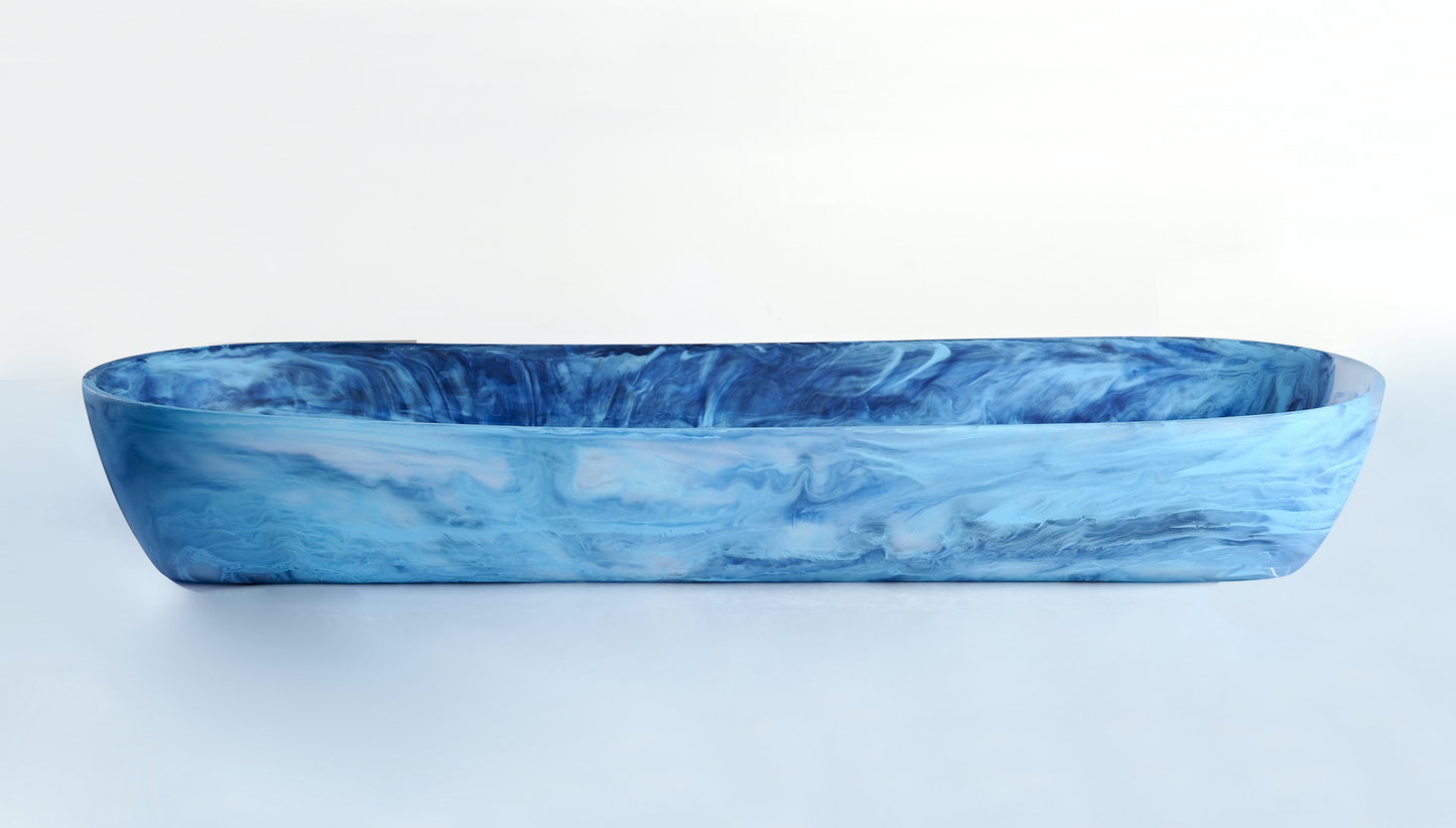 Classical Boat Bowl Large Denim Swirl