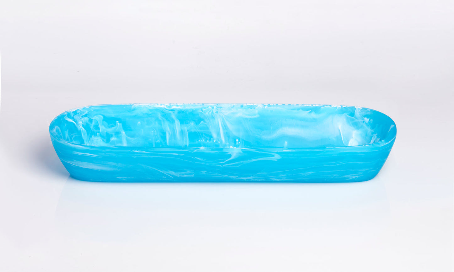Classical Boat Bowl Large Aqua Swirl