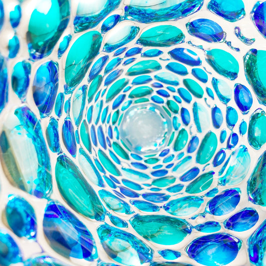 Kaleidoscope Vase Blue/Green Hand-painted (Italian Glass)