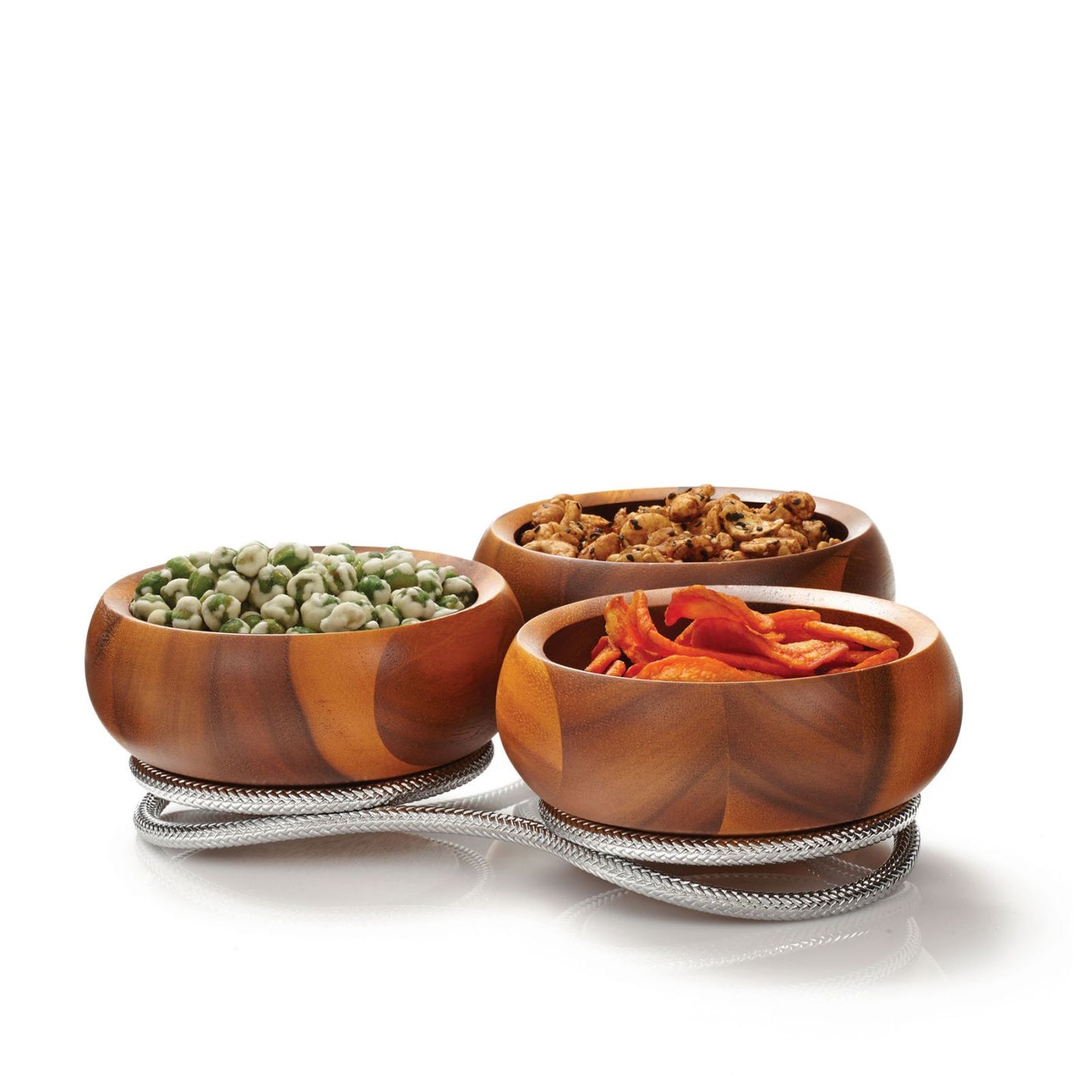 Nambe Braid Wooden Condiment Server