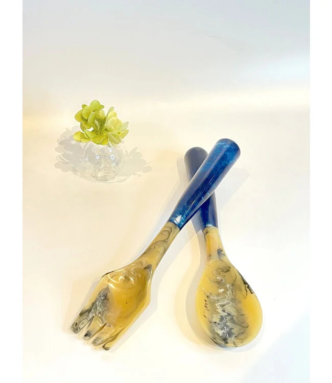Vida Resin Salad Servers Blue