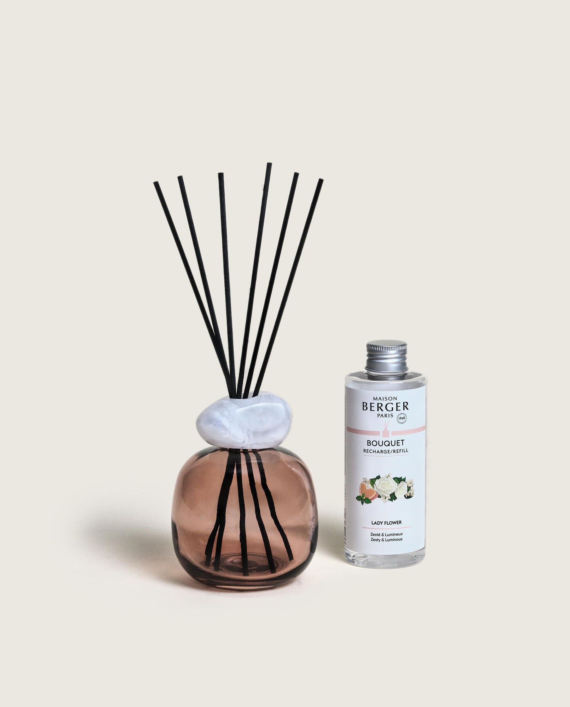 Mineral Burnt Sienna/White Reed Diffuser Gift Set with Lady Flower