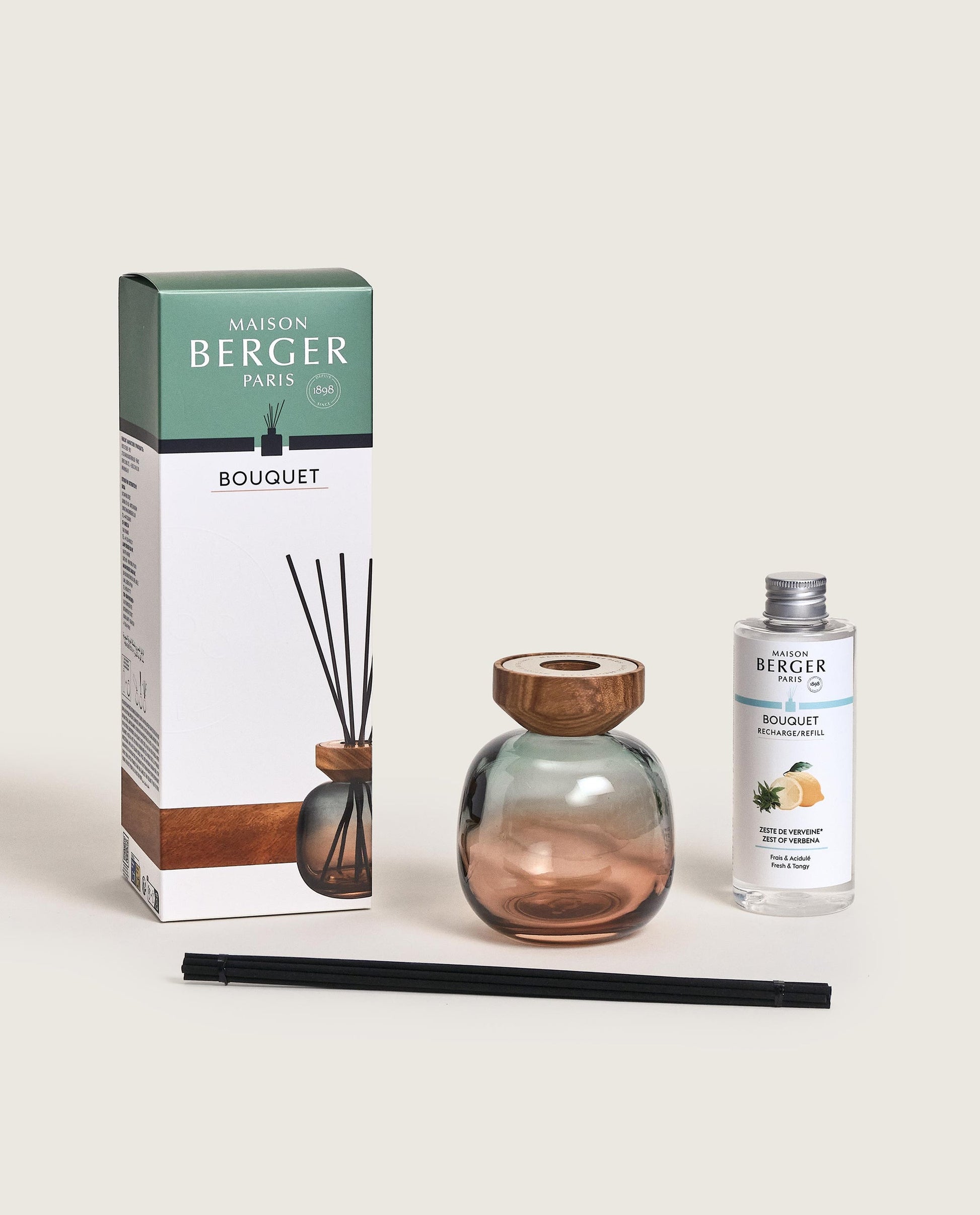 Wood Green/Plum Reed Diffuser with Zest of Verbena