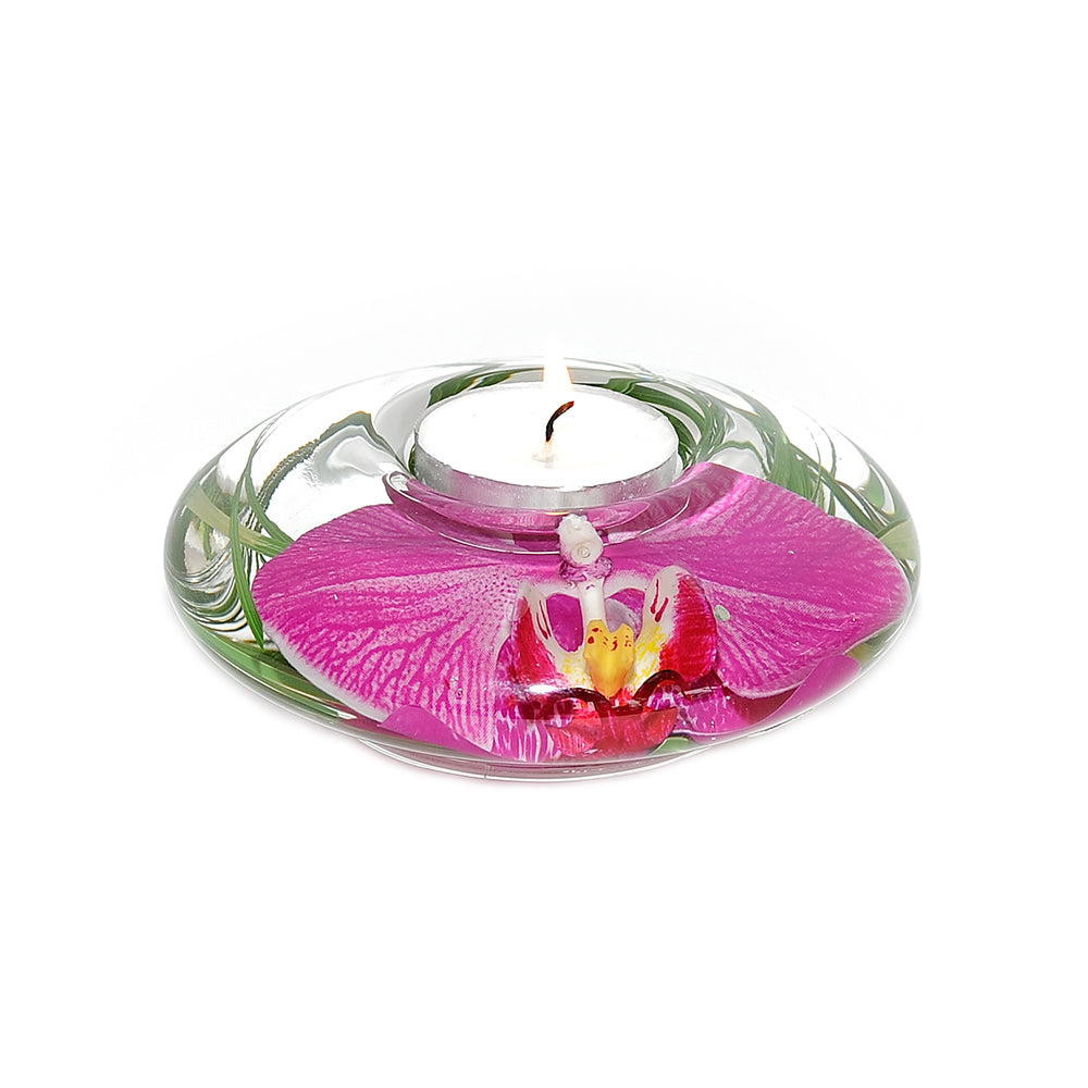 Fuchsia Phalaenopsis Orchid T-Light Candle Holder