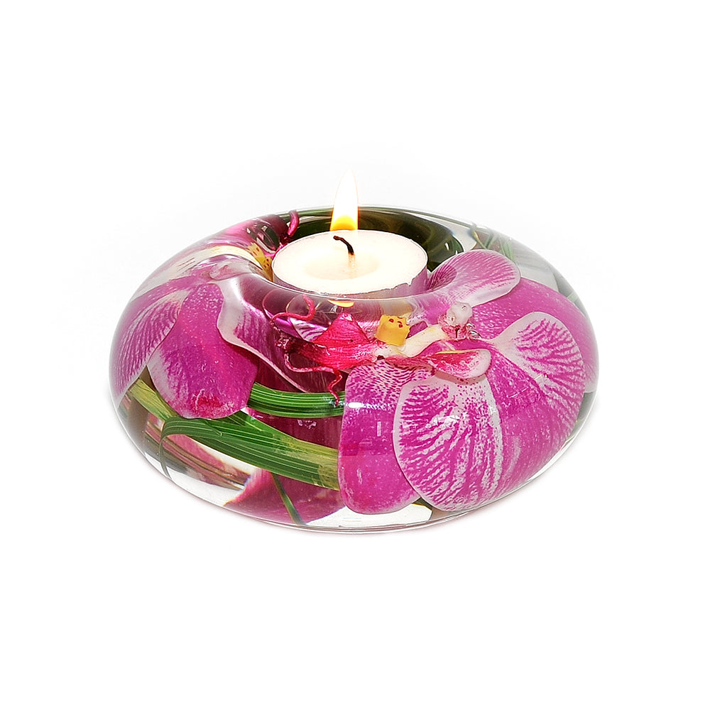 Fuchsia Phalaenopsis Orchid T-Light Candle Holder