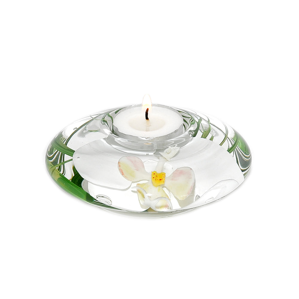 White Phalaenopsis Orchid T-Light Candle Holder