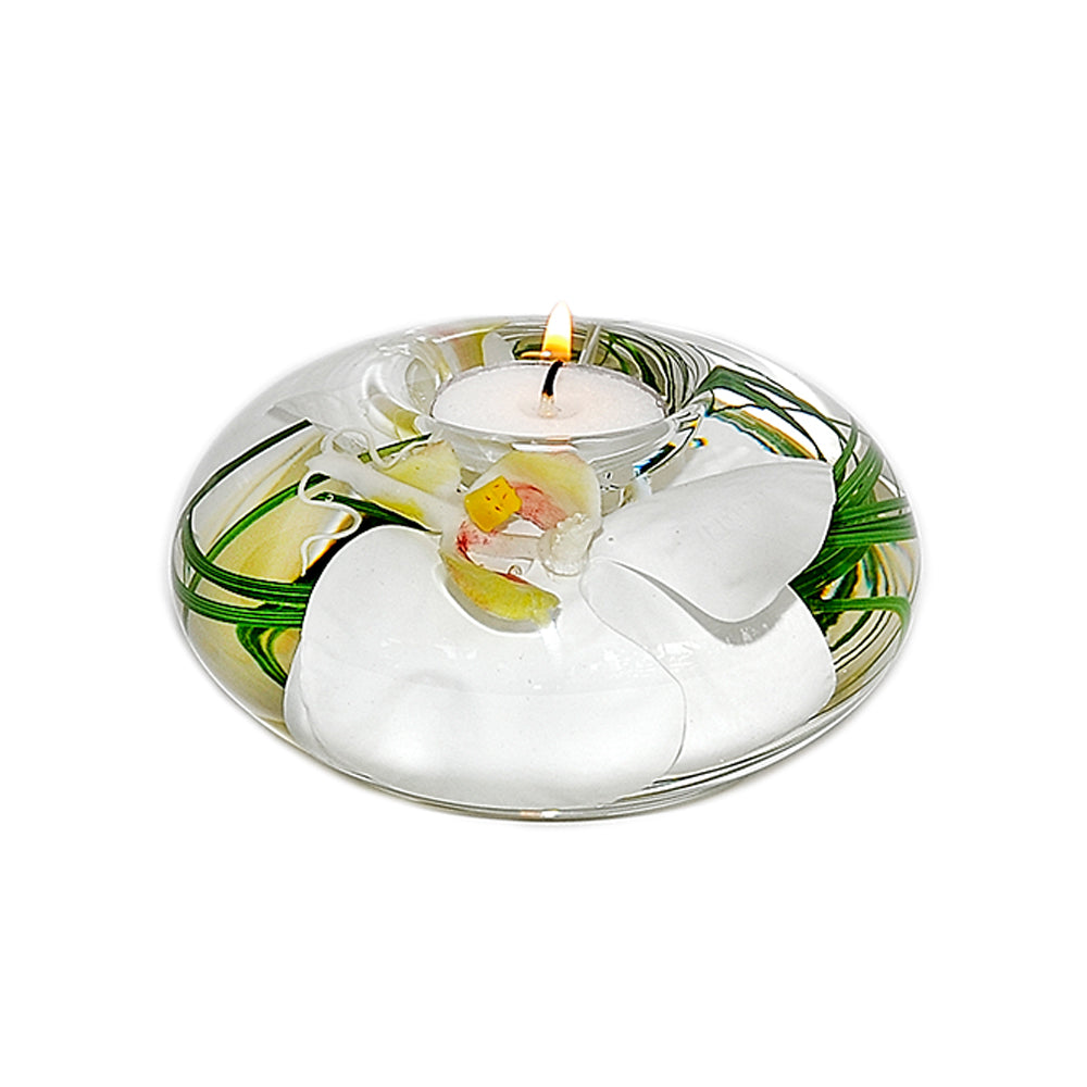 White Phalaenopsis Orchid T-Light Candle Holder
