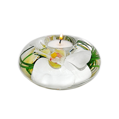 White Phalaenopsis Orchid T-Light Candle Holder