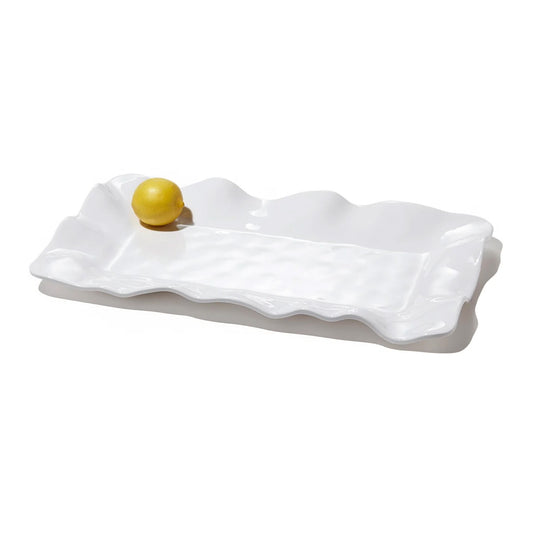 Luxury Melamine Havana Long Rectangular Serving Platter (White)