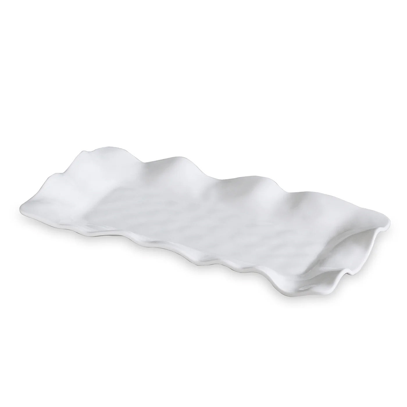 Luxury Melamine Havana Long Rectangular Serving Platter (White)