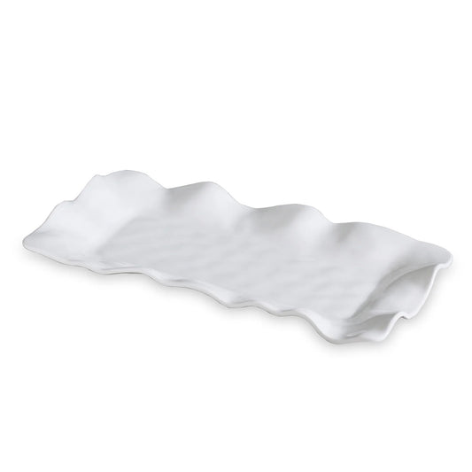 Luxury Melamine Havana Long Rectangular Serving Platter (White)