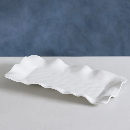 Luxury Melamine Havana Long Rectangular Serving Platter (White)