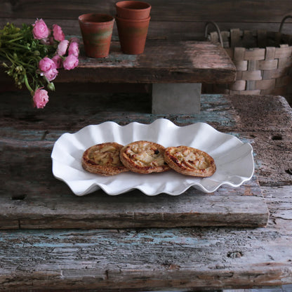 Luxury Melamine Bloom Oval Platter (White)