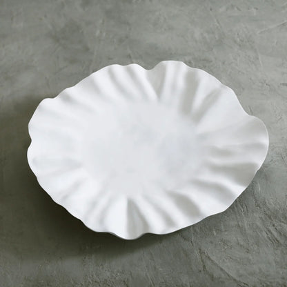 Luxury Melamine Bloom Large Round Platter (White)