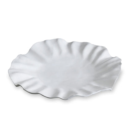 Luxury Melamine Bloom Large Round Platter (White)