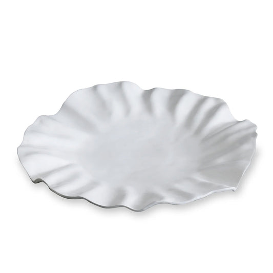 Luxury Melamine Bloom Large Round Platter (White)