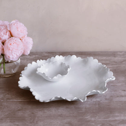 VIDA Colette Round Platter with Mini Dip Bowl (White)