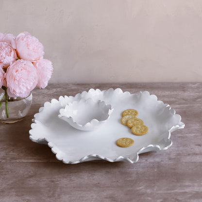 VIDA Colette Round Platter with Mini Dip Bowl (White)