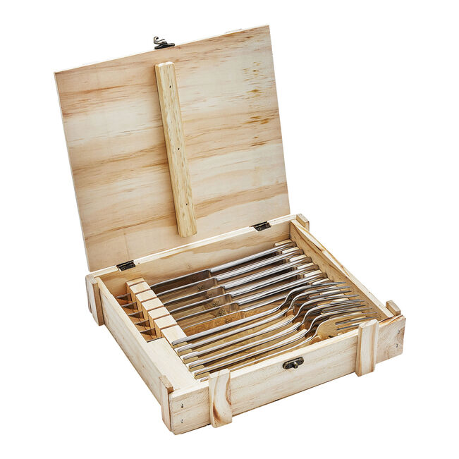 12-pc, 18/10 Stainless Steel Steak Dinner Stainless Steel Steak Knife Set In Wood Presentation Box