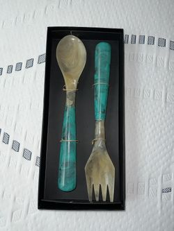 Vida Resin Salad Servers Teal