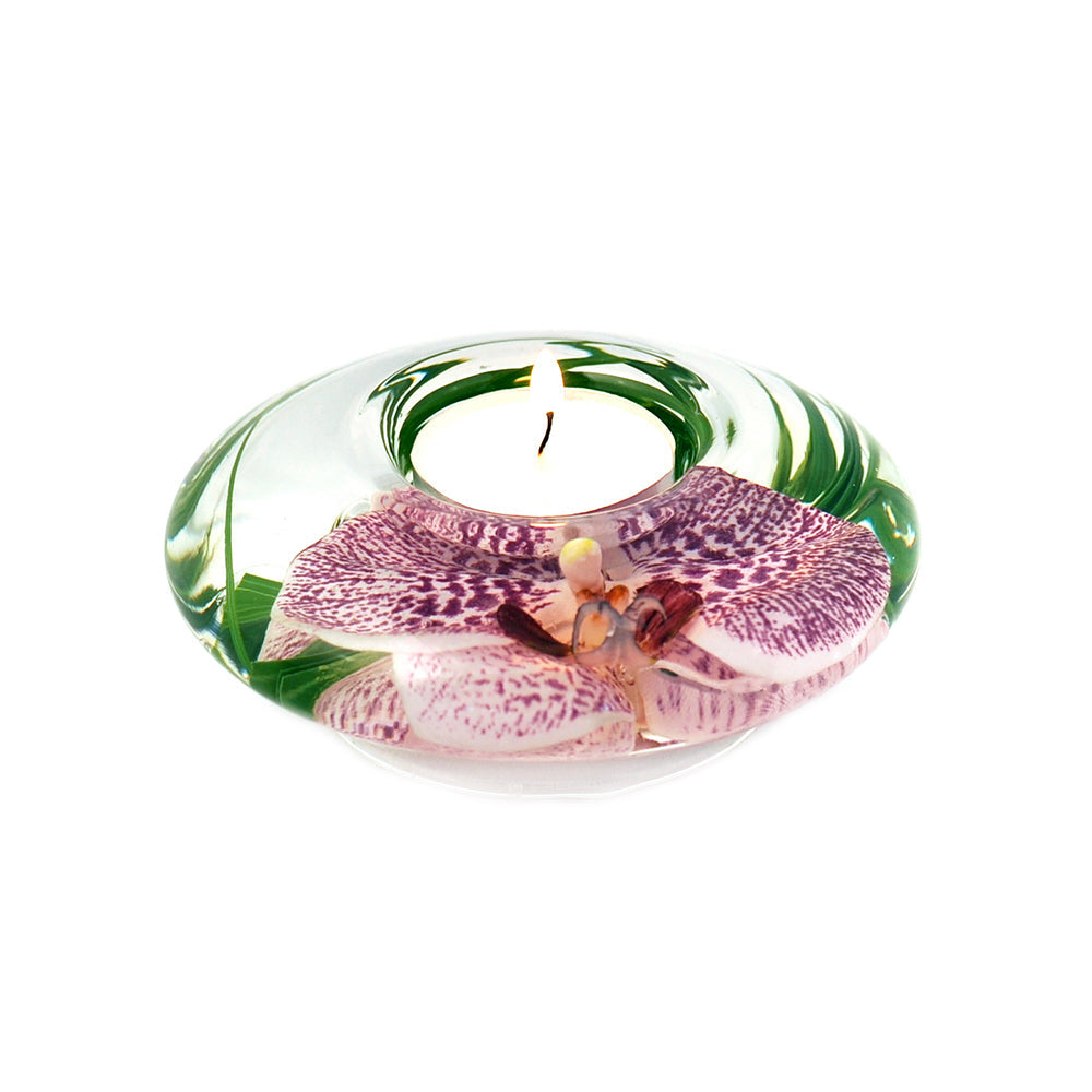 Spotted Phalaenopsis Orchid T-Light Candle Holder