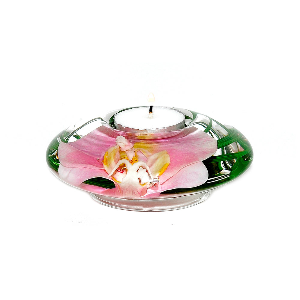 Pink Phalaenopsis Orchid T-Light Candle Holder