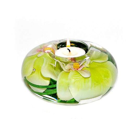 Green Phalaenopsis Orchid T-Light Candle Holder