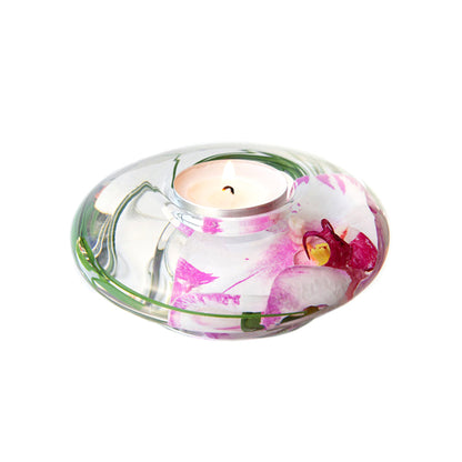 Pink & White Phalaenopsis Orchid T-Light Candle Holder