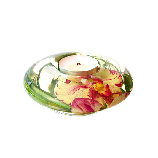 Yellow & Fuchsia Phalaenopsis Orchid T-Light Candle Holder