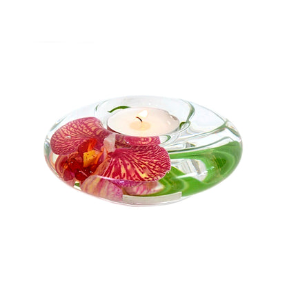 Pink & Yellow Spotted Phalaenopsis Orchid T-Light Candle Holder