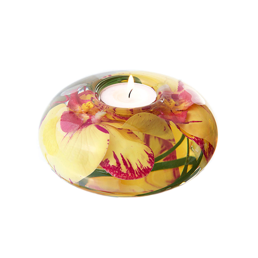 Yellow & Fuchsia Phalaenopsis Orchid T-Light Candle Holder