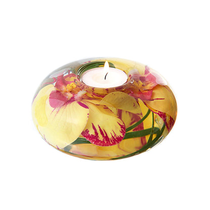 Yellow & Fuchsia Phalaenopsis Orchid T-Light Candle Holder