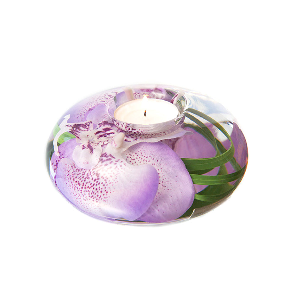 Lavender Spotted Phalaenopsis Orchid T-Light Candle Holder