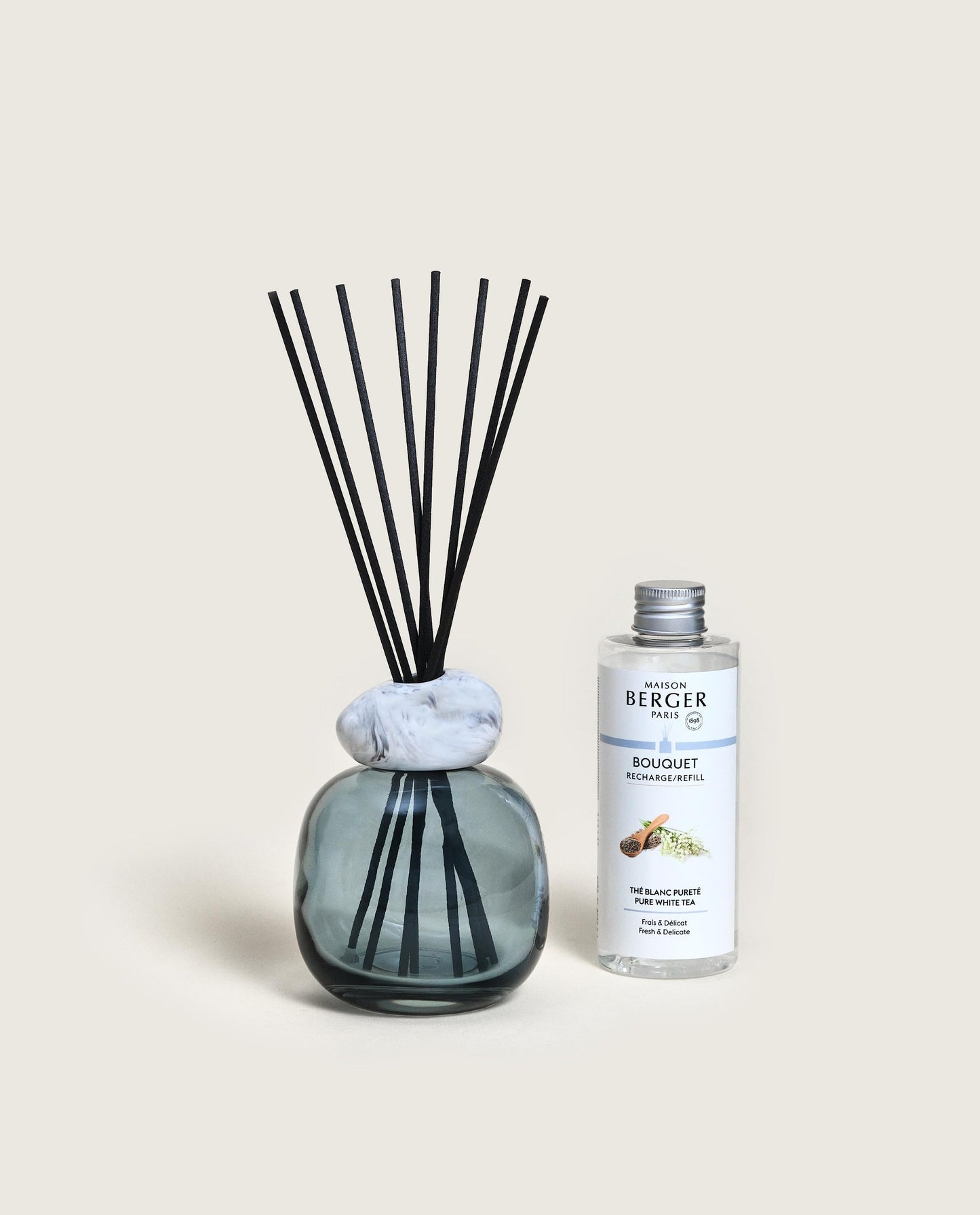 Mineral Blue/White Reed Diffuser Gift Set with Pure White Tea