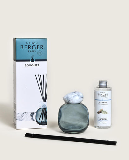 Mineral Blue/White Reed Diffuser Gift Set with Pure White Tea