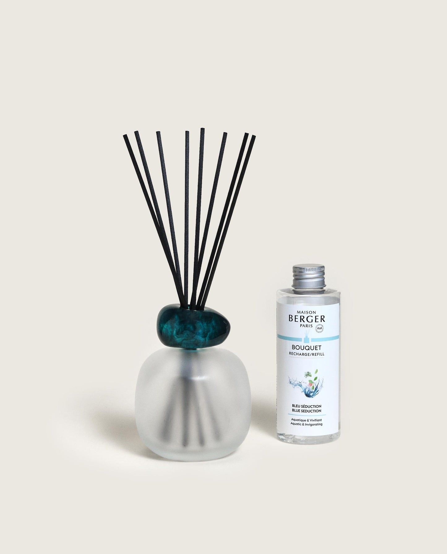 Mineral Frosted/Emerald Reed Diffuser Gift Set with Bleu Séduction