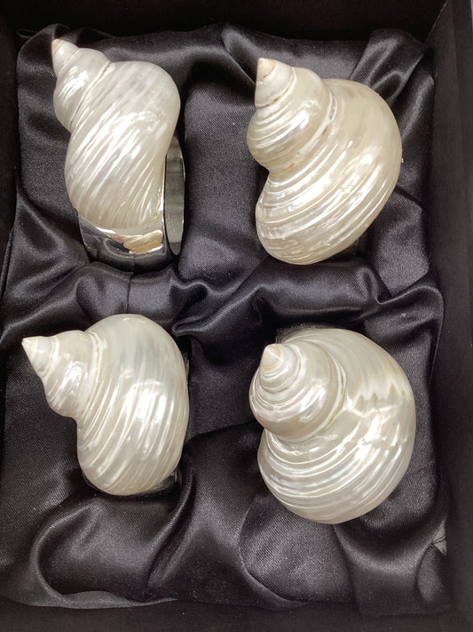 Small Pearl Turbo Shell Napkin Ring Set/4