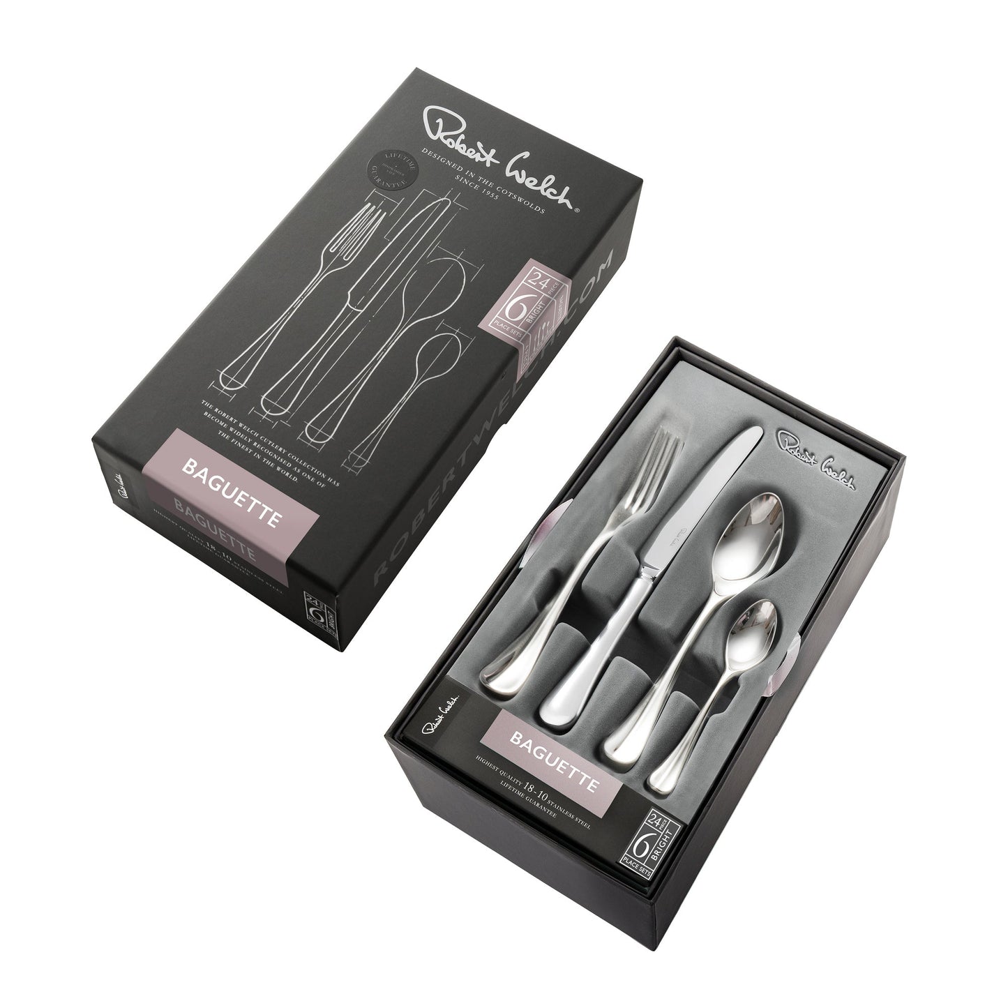 Baguette Bright Cutlery Set, 24 Piece for 6 People