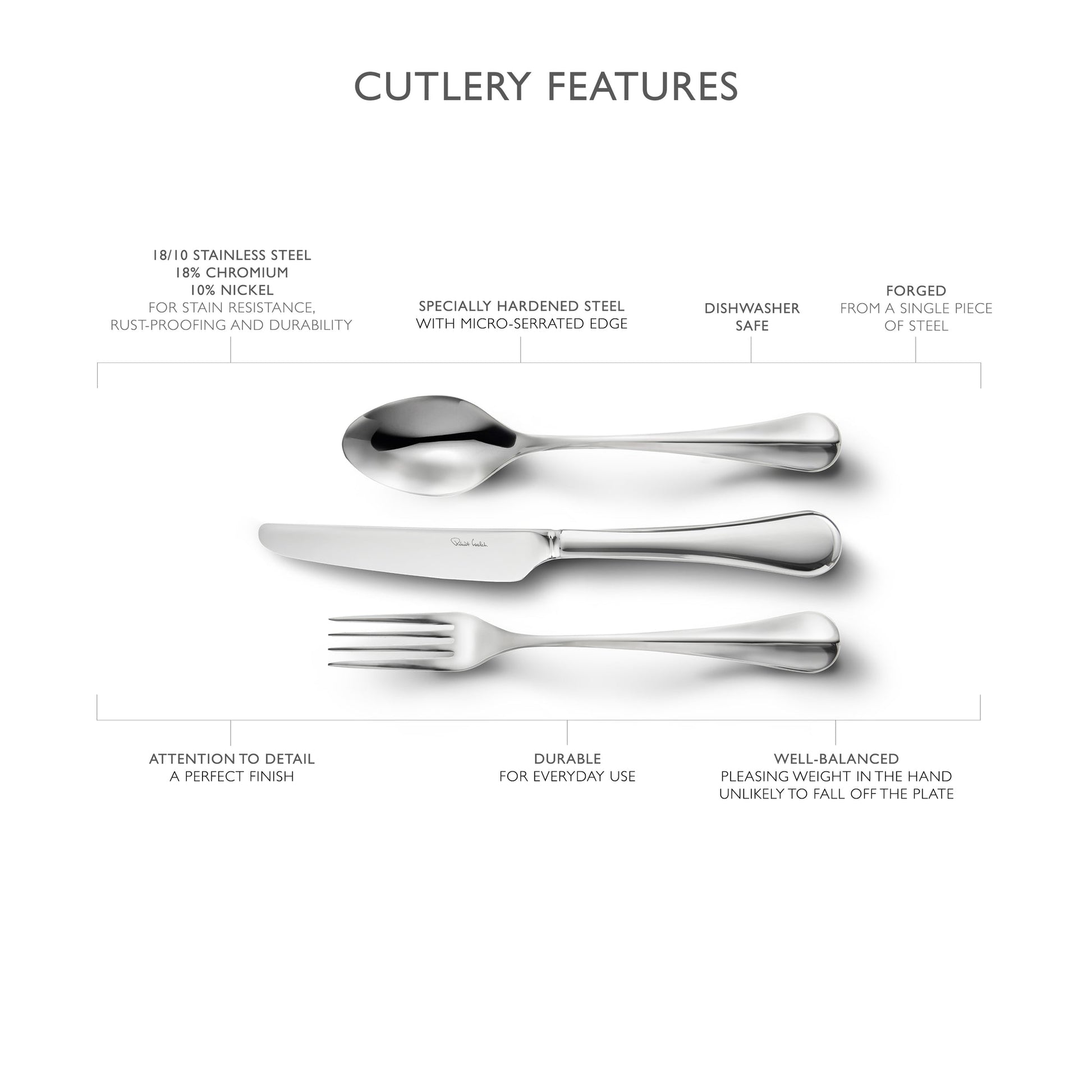 Baguette Bright Steak Knife, Set of 4