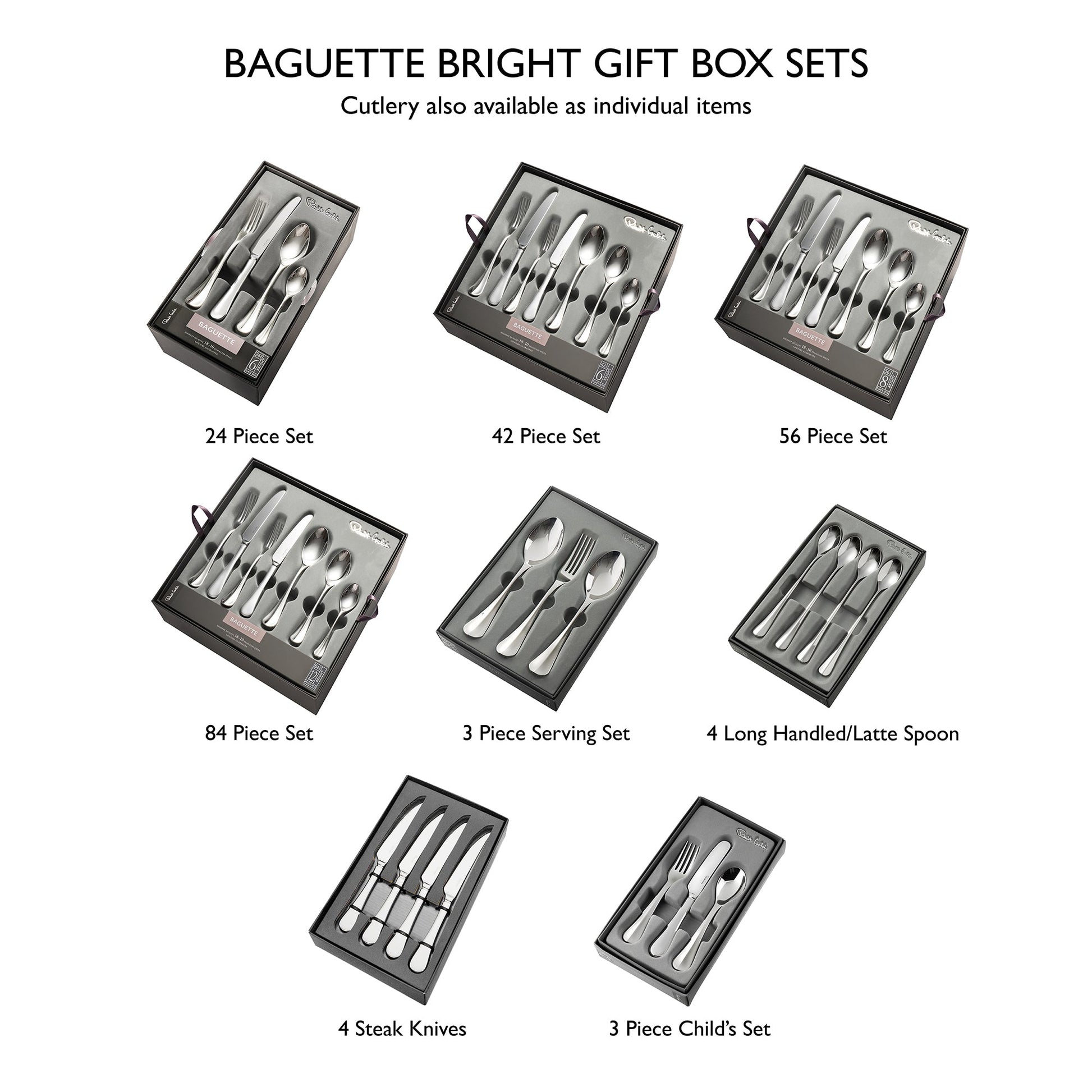 Baguette Bright Steak Knife, Set of 4